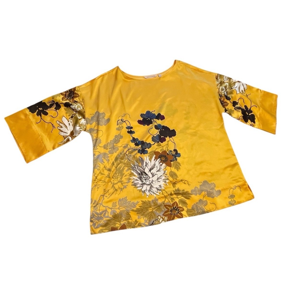 Soft Surroundings Yellow Floral Blouse